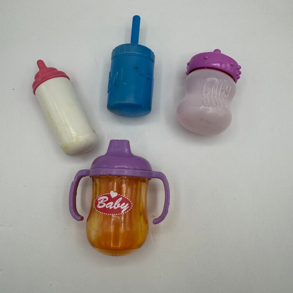 Baby Alive Gi-Go Toys Doll Bottles Sippy Cup Multicolor 4 Piece Set Replacements